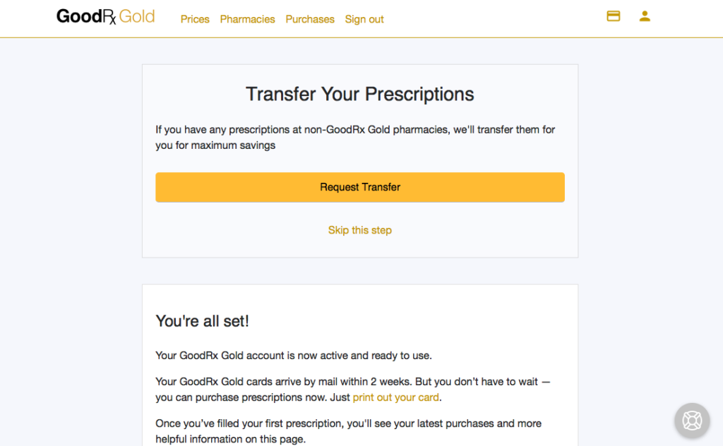 GoodRX GOLD Transfer Prescription