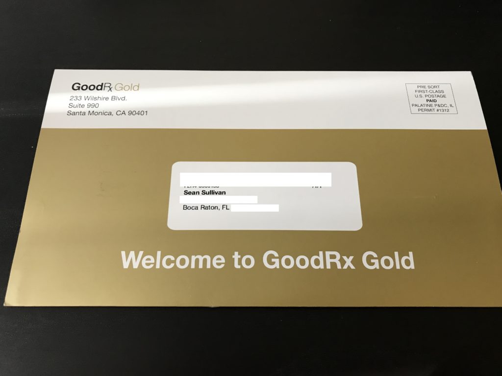 GoodRx Gold Card Envelope